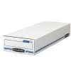 Bankers Box Stor/File Check/Deposit Slip Storage Box With Flip-Top Closure, 24" x 9" x 4", 60% Recycled, White/Blue