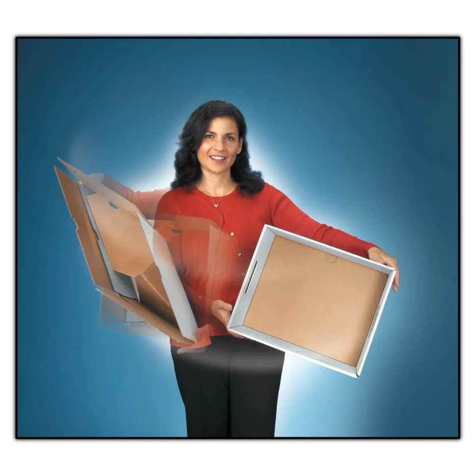 Bankers Box Stor/File FastFold Standard-Duty Storage Boxes With Lift-Off Lids, Letter Size, 24" x 12" x 10", 94% Recycled, Kraft/Green, Case Of 12