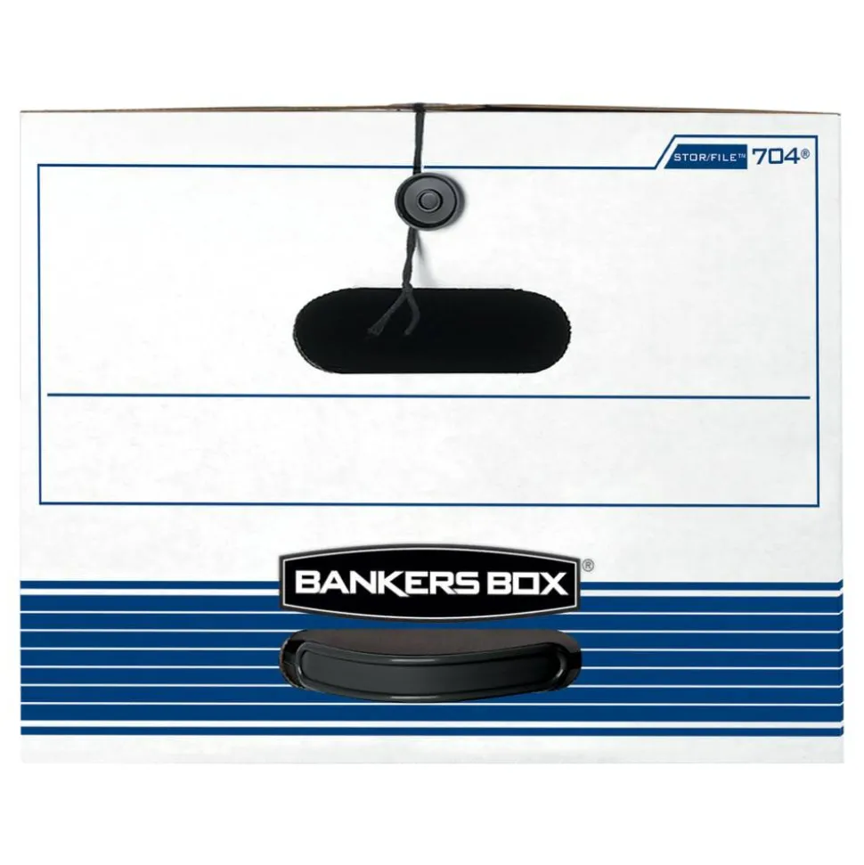 Bankers Box Stor/File Medium-Duty Storage Boxes, Letter Size, 24“ x 12" x 10", White/Blue, Case Of 3 - 0070406