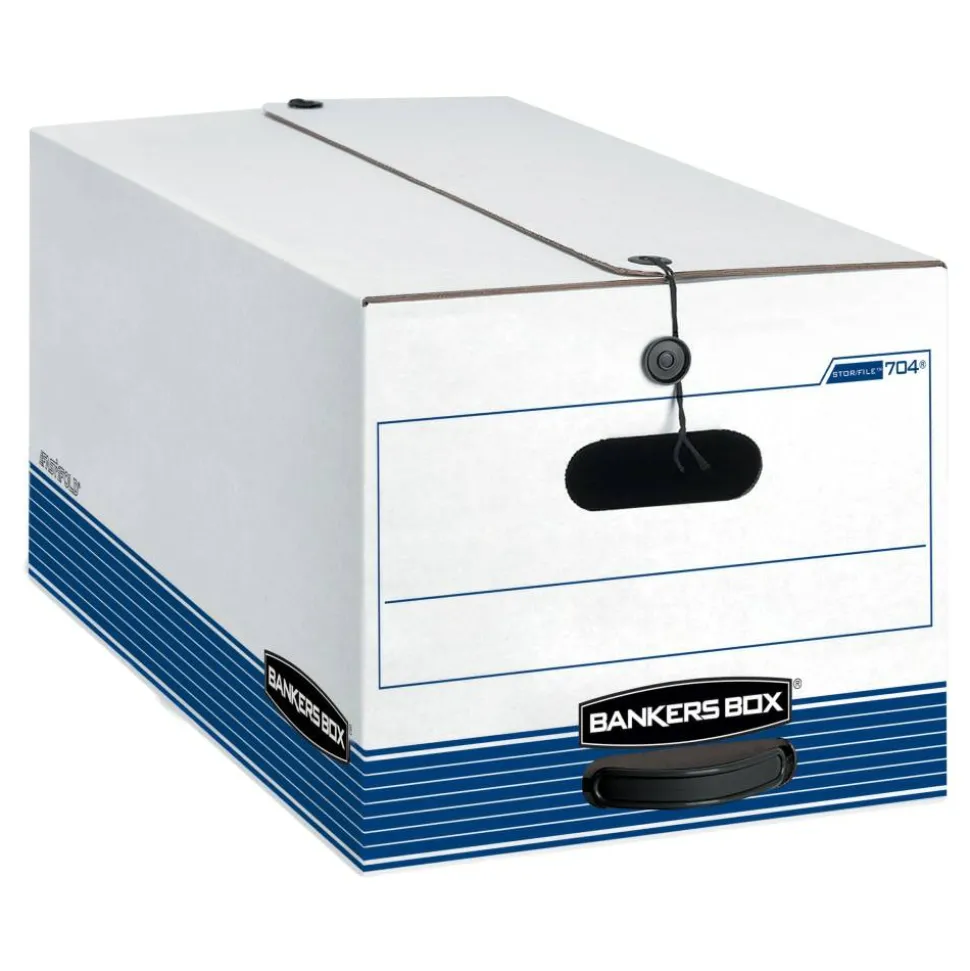 Bankers Box Stor/File Medium-Duty Storage Boxes, Letter Size, 24“ x 12" x 10", White/Blue, Case Of 3 - 0070406