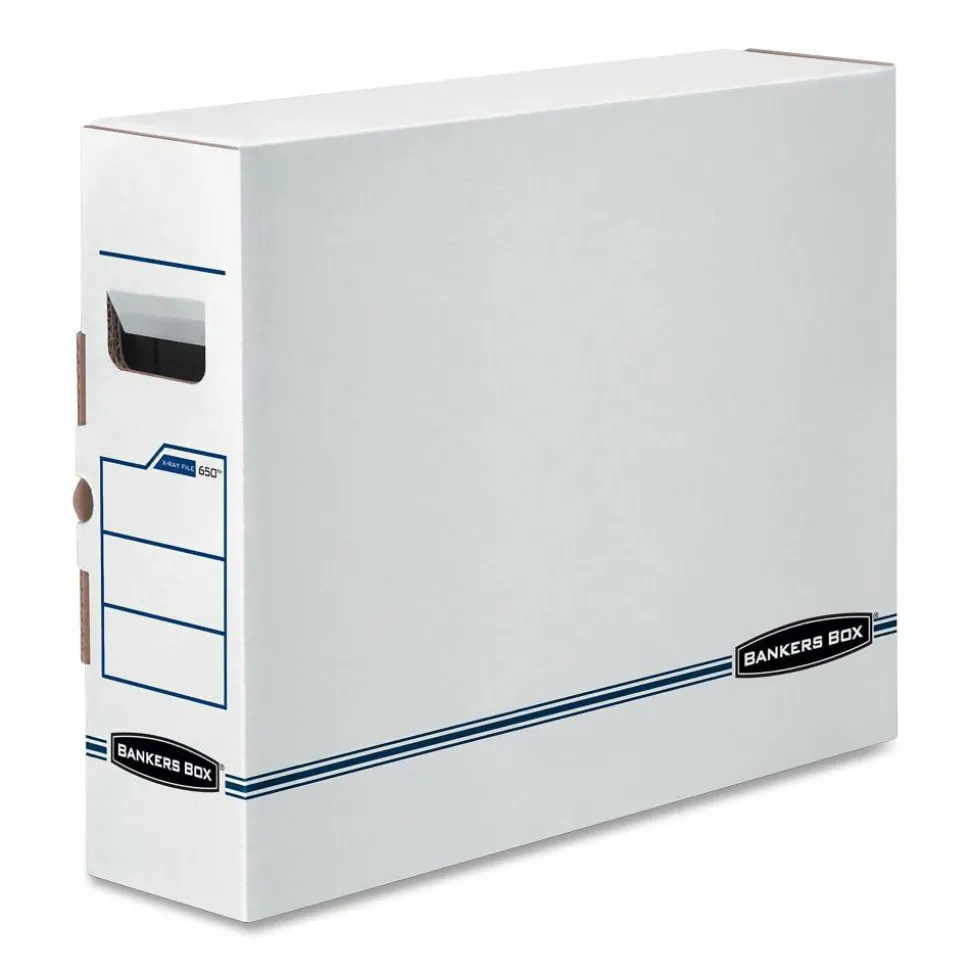 Bankers Box X-Ray Storage Boxes, 15 3/4" x 5 1/4" x 19 3/4", White/Blue, Case Of 6