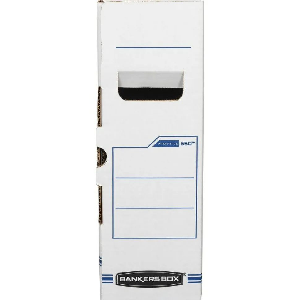 Bankers Box X-Ray Storage Boxes, 15 3/4" x 5 1/4" x 19 3/4", White/Blue, Case Of 6