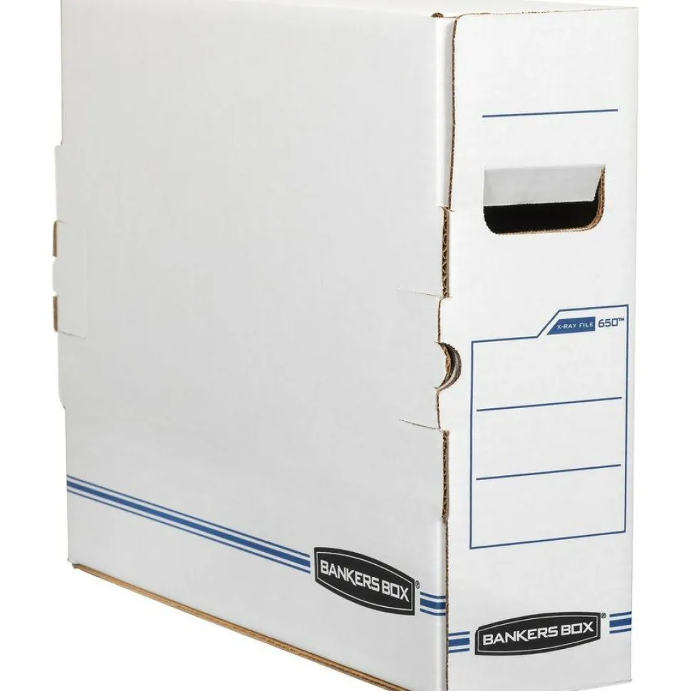 Bankers Box X-Ray Storage Boxes, 15 3/4" x 5 1/4" x 19 3/4", White/Blue, Case Of 6