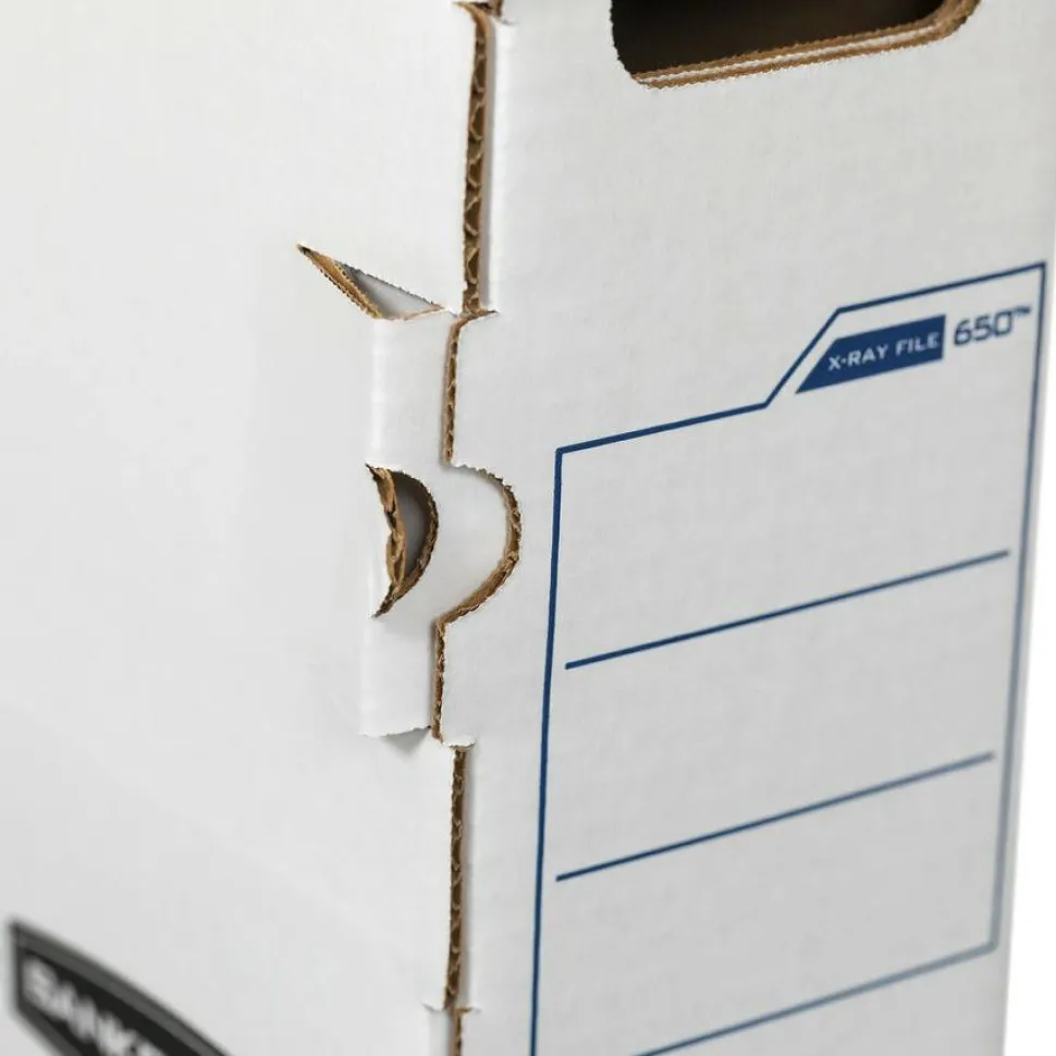 Bankers Box X-Ray Storage Boxes, 15 3/4" x 5 1/4" x 19 3/4", White/Blue, Case Of 6