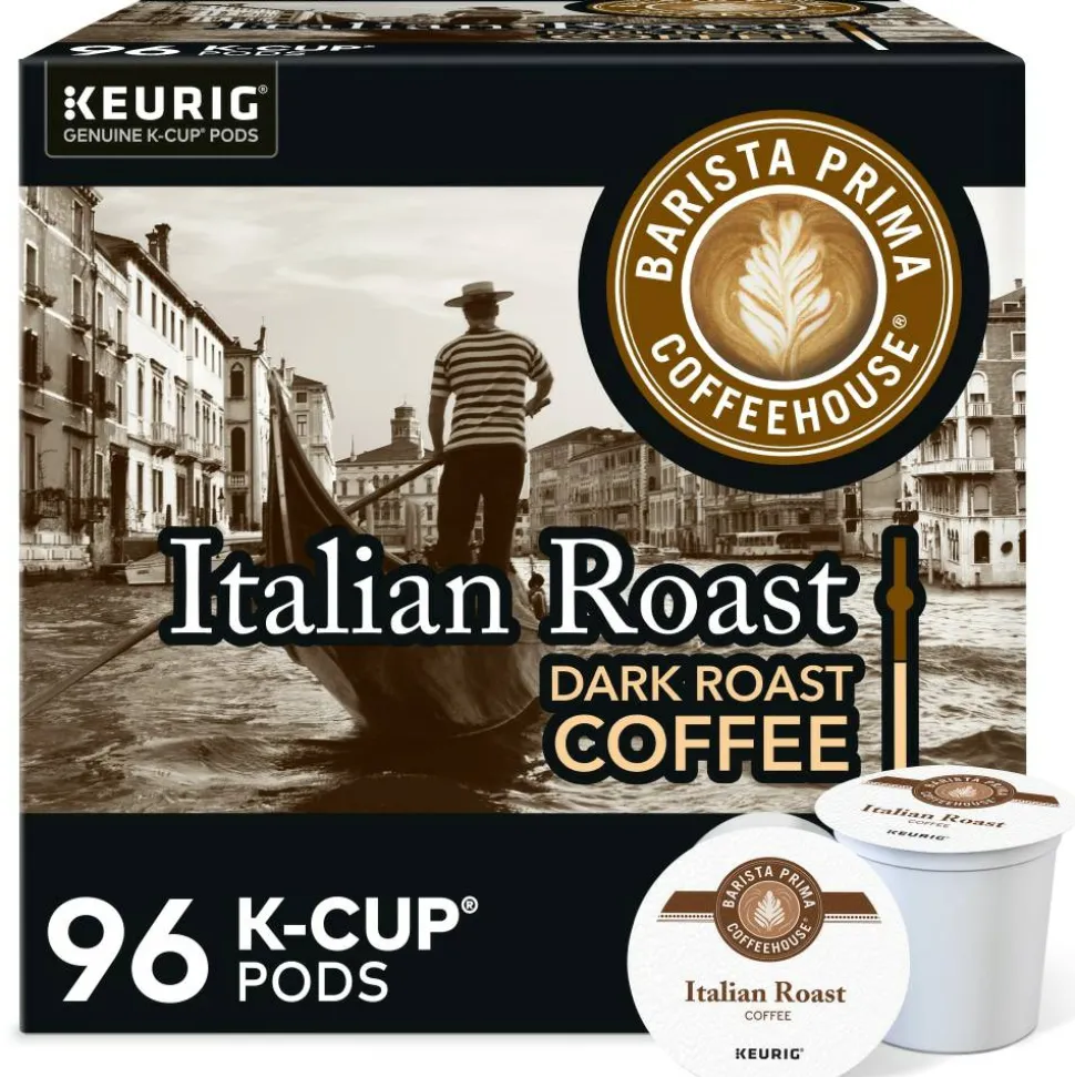 Barista Prima Coffeehouse Italian Roast Keurig Single Serve K-Cup Pods, Dark Roast, 24 Pods Per Pack, Case Of 4 Packs