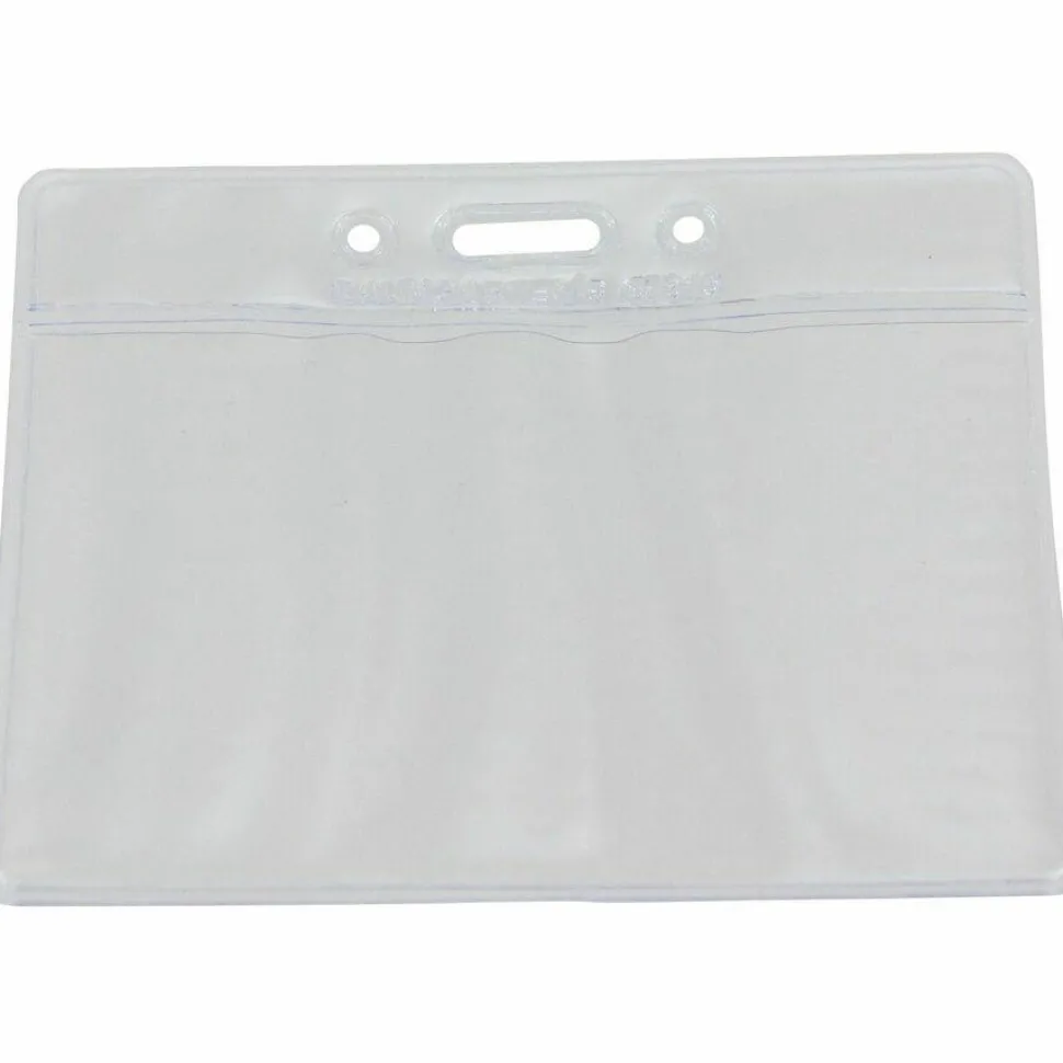 Baumgartens Punched ID Badge Holders, 2 1/2"H x 3 1/2"W, Horizontal, Clear, Pack Of 50