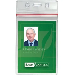 Baumgartens Sealable Vertical Badge Holder, 3 3/4