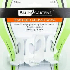 Baumgartens Suspended Ceiling Hooks, White, Pack Of 2