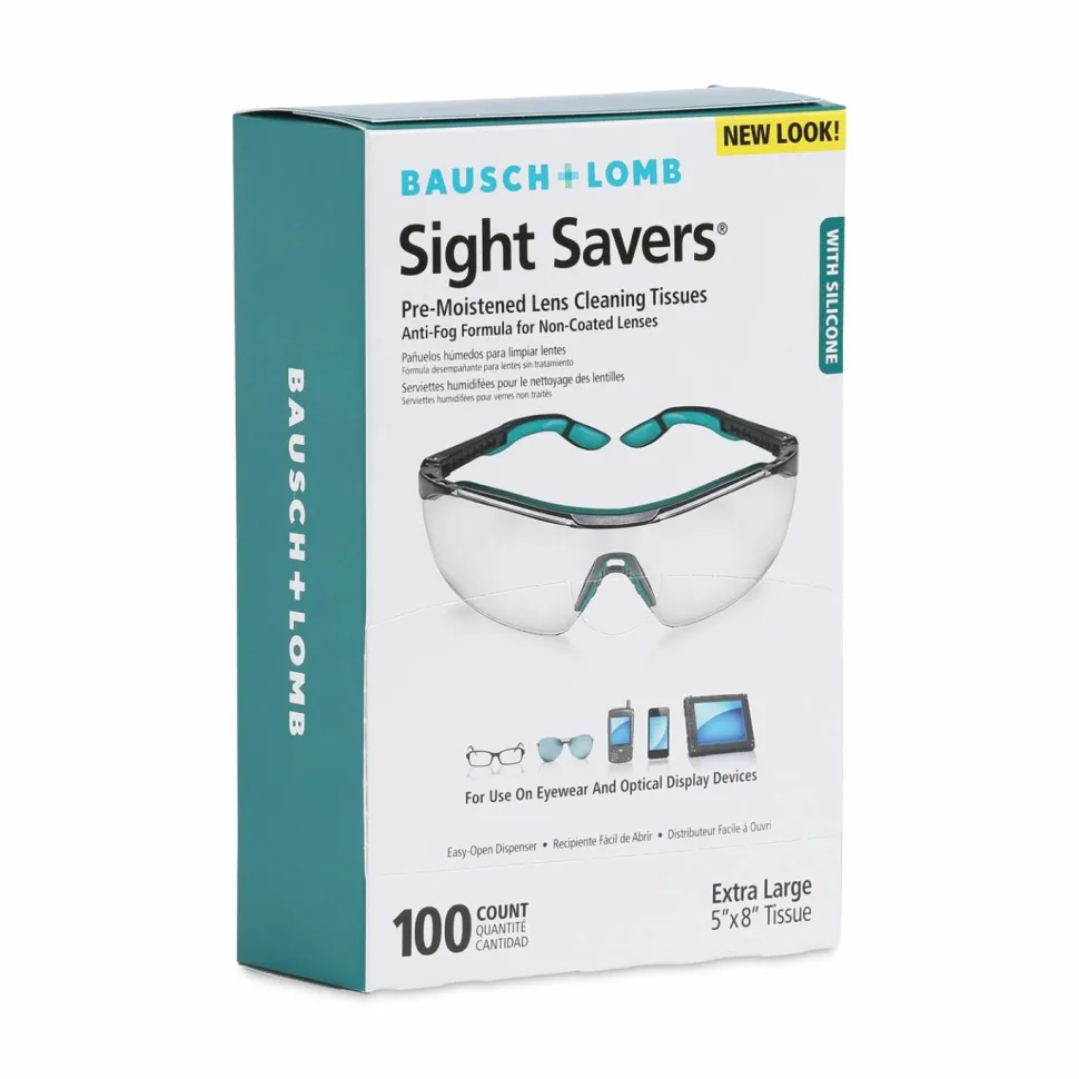Bausch & Lomb Sight Savers Pre-Moistened Anti-Fog Tissues, 5 5/16" x 2 5/16", Case Of 100