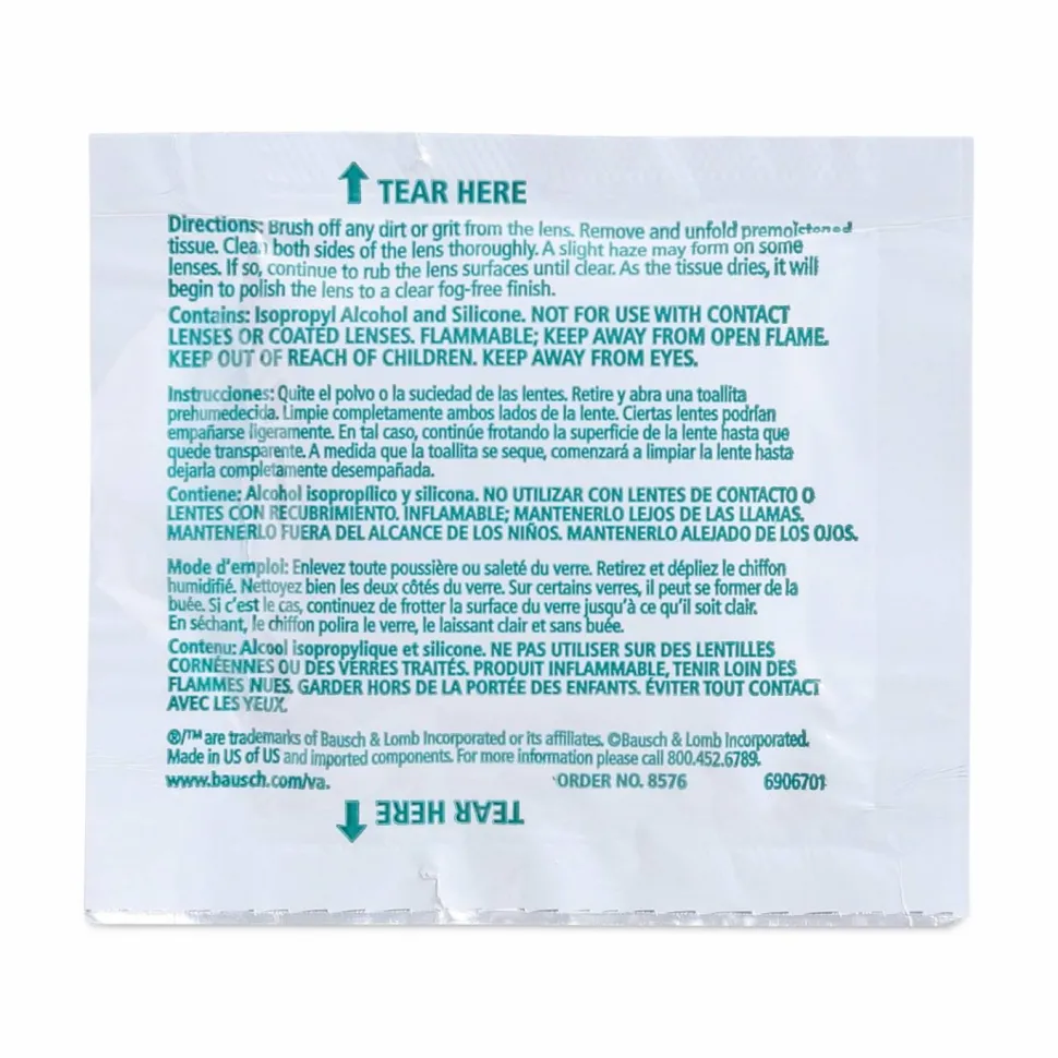 Bausch & Lomb Sight Savers Pre-Moistened Anti-Fog Tissues, 5 5/16" x 2 5/16", Case Of 100