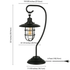 Bay 22" Tall Nautical Table Lamp with Glass/Metal Shade in Blackened Bronze/Clear