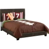 Bed, Full Size, Bedroom, Frame, Upholstered, Brown Leather Look, Transitional