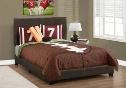 Bed, Full Size, Bedroom, Frame, Upholstered, Brown Leather Look, Transitional