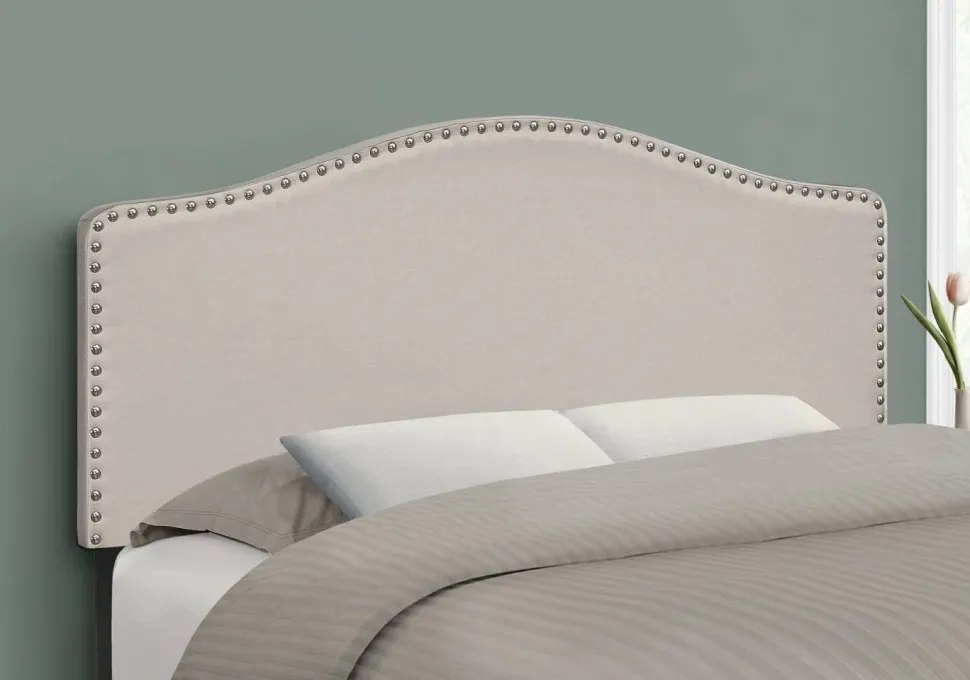 Bed, Headboard Only, Full Size, Bedroom, Upholstered, Beige Linen Look, Transitional