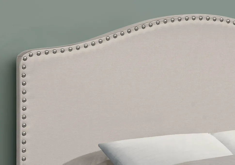 Bed, Headboard Only, Full Size, Bedroom, Upholstered, Beige Linen Look, Transitional