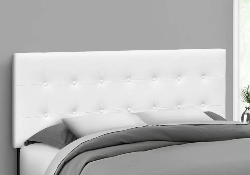 Bed, Headboard Only, Queen Size, Bedroom, Upholstered, White Leather Look, Transitional