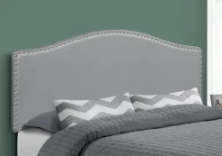 Bed, Headboard Only, Queen Size, Bedroom, Upholstered, Grey Leather Look, Transitional