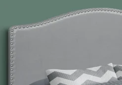Bed, Headboard Only, Queen Size, Bedroom, Upholstered, Grey Leather Look, Transitional