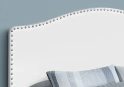 Bed, Headboard Only, Queen Size, Bedroom, Upholstered, White Leather Look, Transitional