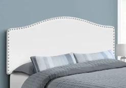 Bed, Headboard Only, Queen Size, Bedroom, Upholstered, White Leather Look, Transitional