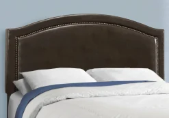 Bed, Queen Size, Bedroom, Frame, Upholstered, Brown Leather Look, Transitional