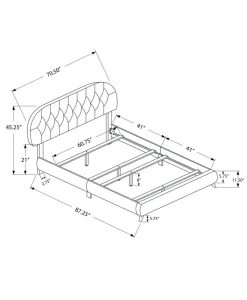 Bed, Queen Size, Bedroom, Frame, Upholstered, Brown Leather Look, Wood Legs, Transitional