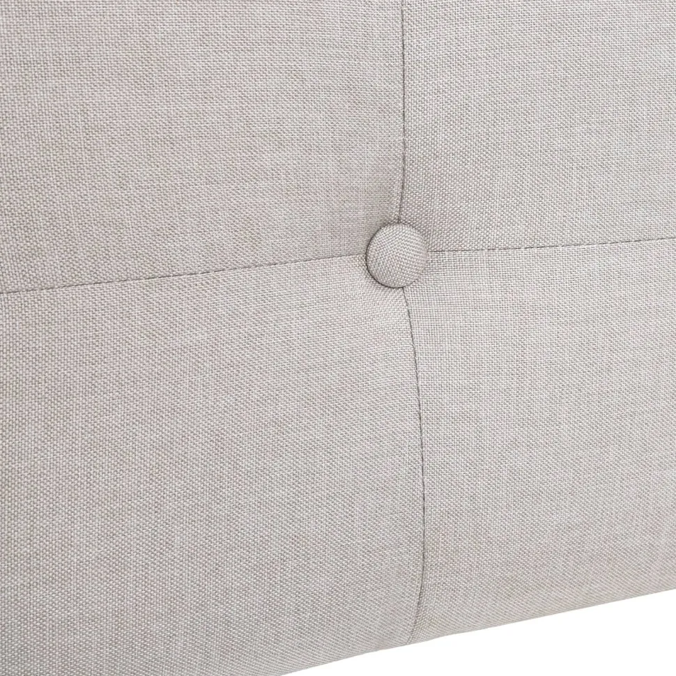 Bed, Queen Size, Bedroom, Frame, Upholstered, Beige Linen Look, Chrome Metal Legs, Transitional
