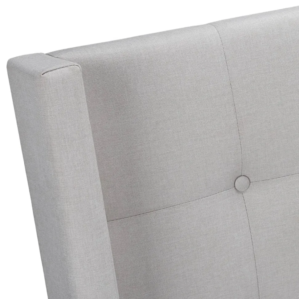 Bed, Queen Size, Bedroom, Frame, Upholstered, Beige Linen Look, Chrome Metal Legs, Transitional