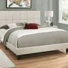 Bed, Queen Size, Bedroom, Frame, Upholstered, Beige Linen Look, Black Wood Legs, Transitional