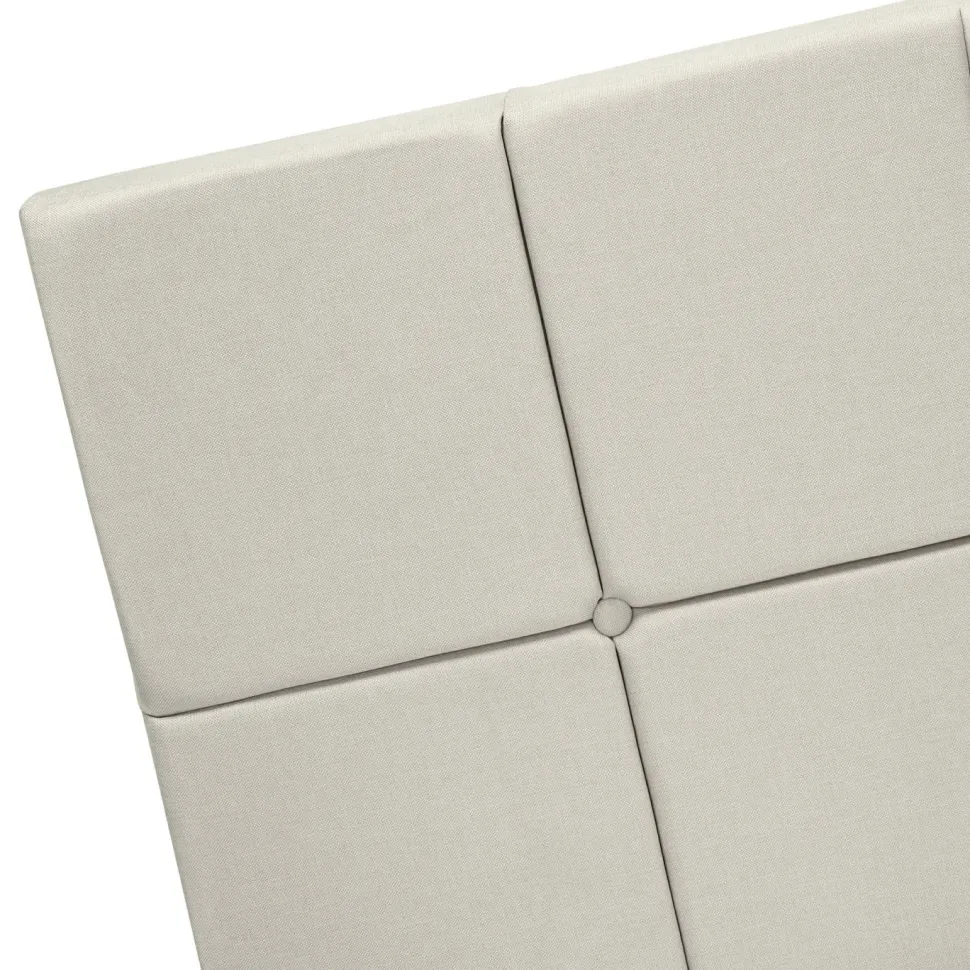 Bed, Queen Size, Bedroom, Frame, Upholstered, Beige Linen Look, Black Wood Legs, Transitional