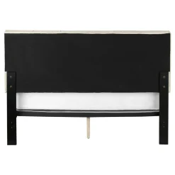 Bed, Queen Size, Bedroom, Frame, Upholstered, Beige Linen Look, Black Wood Legs, Transitional