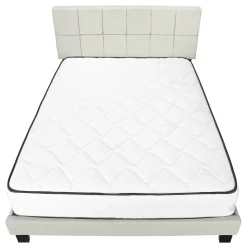 Bed, Queen Size, Bedroom, Frame, Upholstered, Beige Linen Look, Black Wood Legs, Transitional