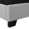 Bed, Queen Size, Bedroom, Frame, Upholstered, Grey Velvet, Chrome Trim, Traditional