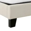 Bed, Queen Size, Bedroom, Frame, Upholstered, Beige Linen Look, Black Wood Legs, Transitional