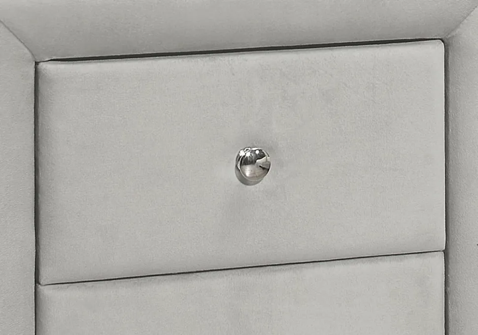 Bedroom Accent, Nightstand, End, Side, Lamp, Storage Drawer, Bedroom, Upholstered, Grey Velvet, Transitional