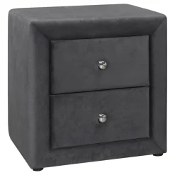 Bedroom Accent, Nightstand, End, Side, Lamp, Storage Drawer, Bedroom, Upholstered, Grey Velvet, Transitional