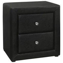 Bedroom Accent, Nightstand, End, Side, Lamp, Storage Drawer, Bedroom, Upholstered, Black Leather Look, Transitional