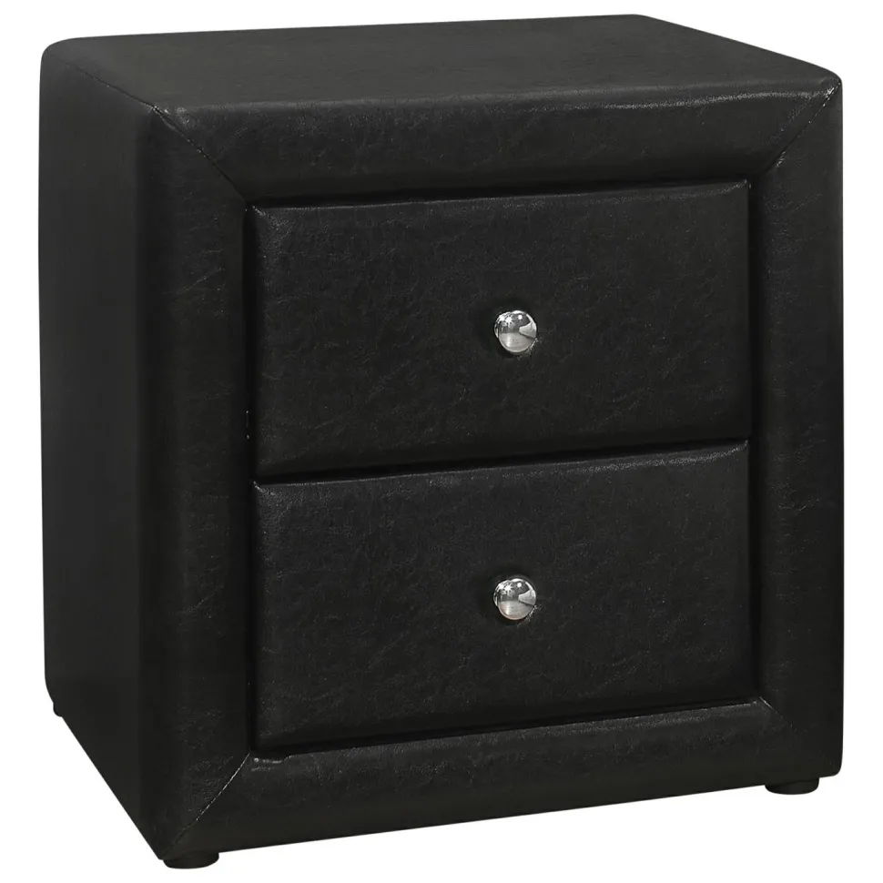 Bedroom Accent, Nightstand, End, Side, Lamp, Storage Drawer, Bedroom, Upholstered, Black Leather Look, Transitional