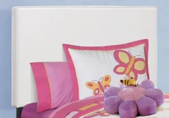 Bed, Twin Size, Bedroom, Frame, Upholstered, White Leather Look, Transitional