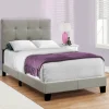 Bed, Twin Size, Teen, Frame, Upholstered, Grey Linen Look, Transitional
