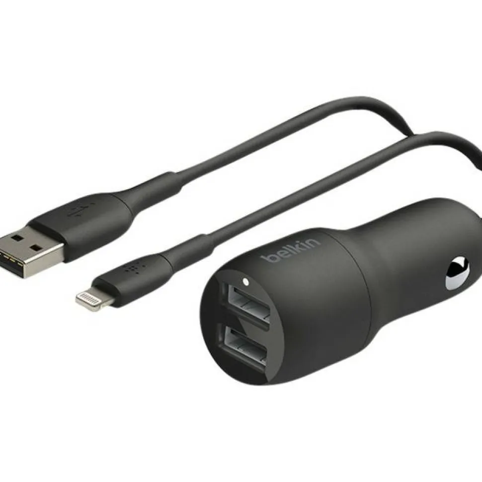 Belkin BoostCharge Dual USB-A Car Charger 24W + USB-A to USB-C Cable