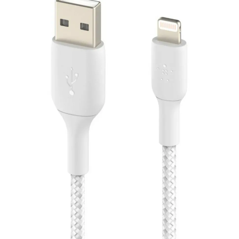 Belkin Braided Lightning to USB-A Cable (2m / 6.6ft, White)