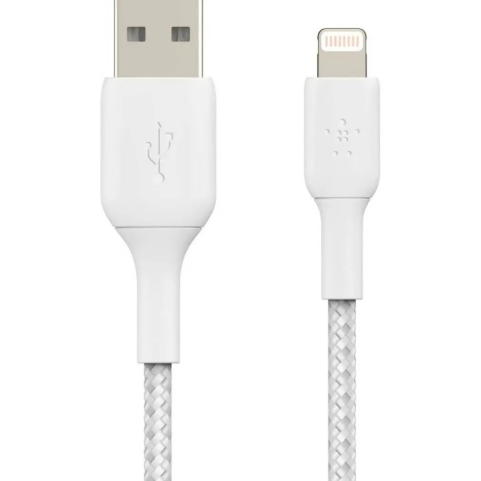 Belkin Braided Lightning to USB-A Cable (2m / 6.6ft, White)