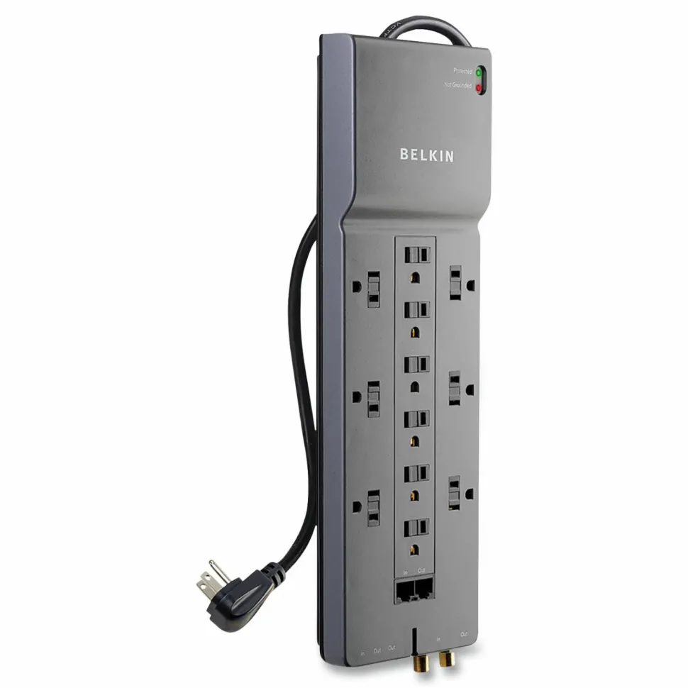 Belkin Home/Office Series Surge Protector, 12 Outlets, 10' Cord, 3996 Joules, Phone/Ethernet/Coaxial Protection