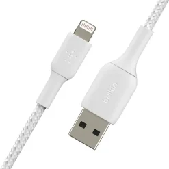 Belkin Lightning-To-USB-A Braided Cable, 3.3 ft/1M White