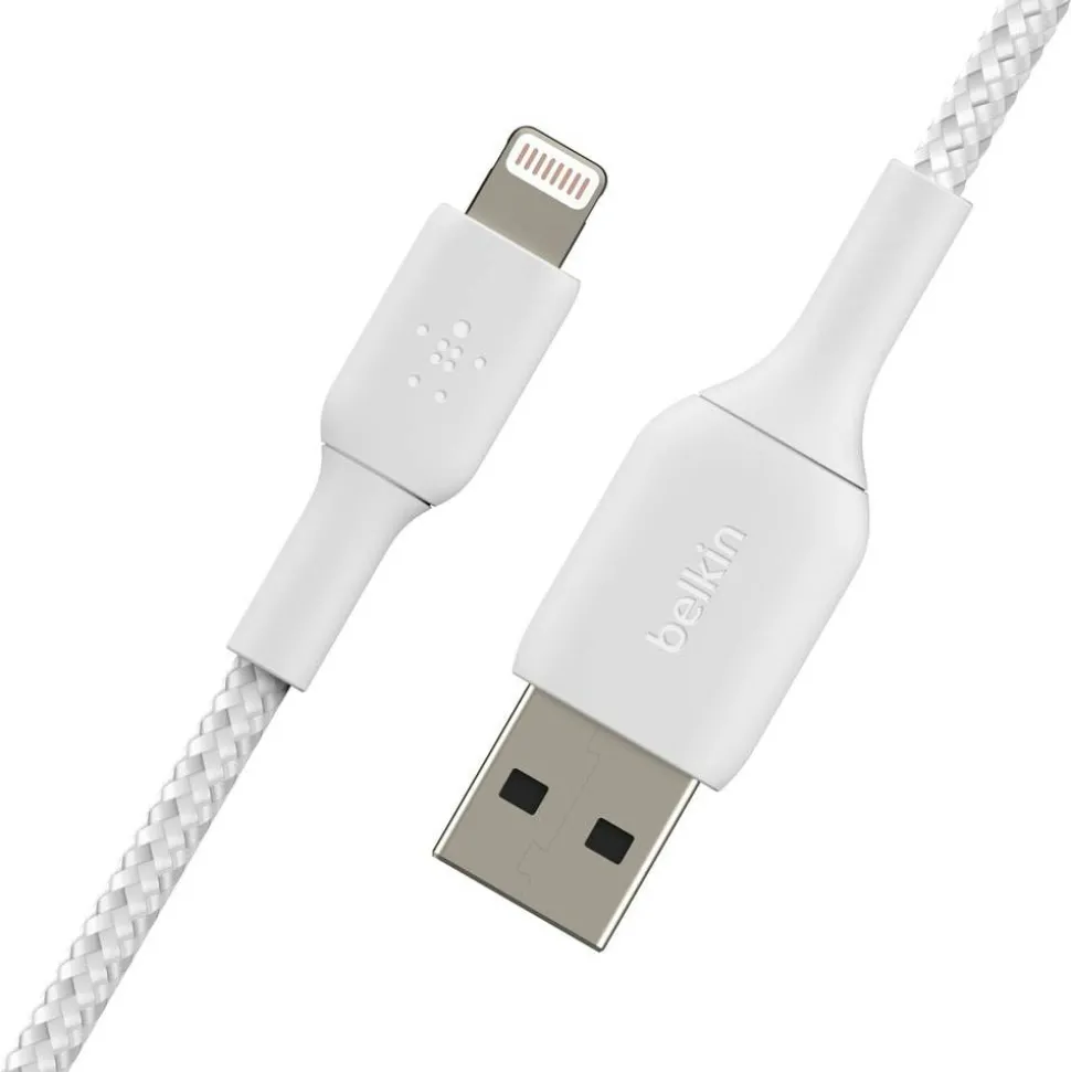 Belkin Lightning-To-USB-A Braided Cable, 3.3 ft/1M White