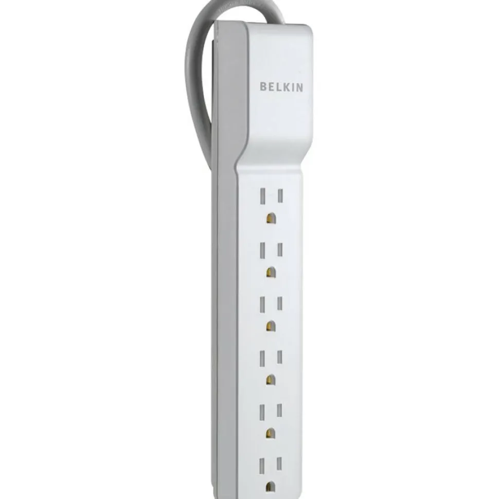 Belkin 6 Outlet Home/Office Surge Protector - 2.5 foot Cable - White - 555 Joules