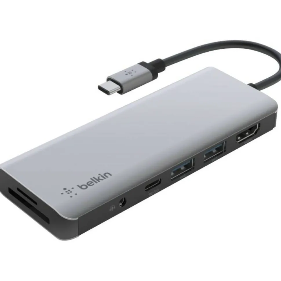 Belkin USB-C 7-in-1 Multiport Adapter, Laptop Docking Station, 2x USB-A 3.1 Gen 2, 4k HDMI 2.0, 100W Power Delivery 3.0
