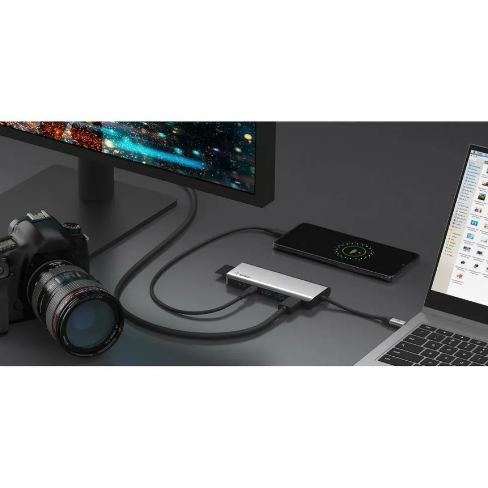 Belkin USB-C 7-in-1 Multiport Adapter, Laptop Docking Station, 2x USB-A 3.1 Gen 2, 4k HDMI 2.0, 100W Power Delivery 3.0