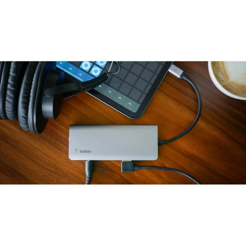 Belkin USB-C 7-in-1 Multiport Adapter, Laptop Docking Station, 2x USB-A 3.1 Gen 2, 4k HDMI 2.0, 100W Power Delivery 3.0